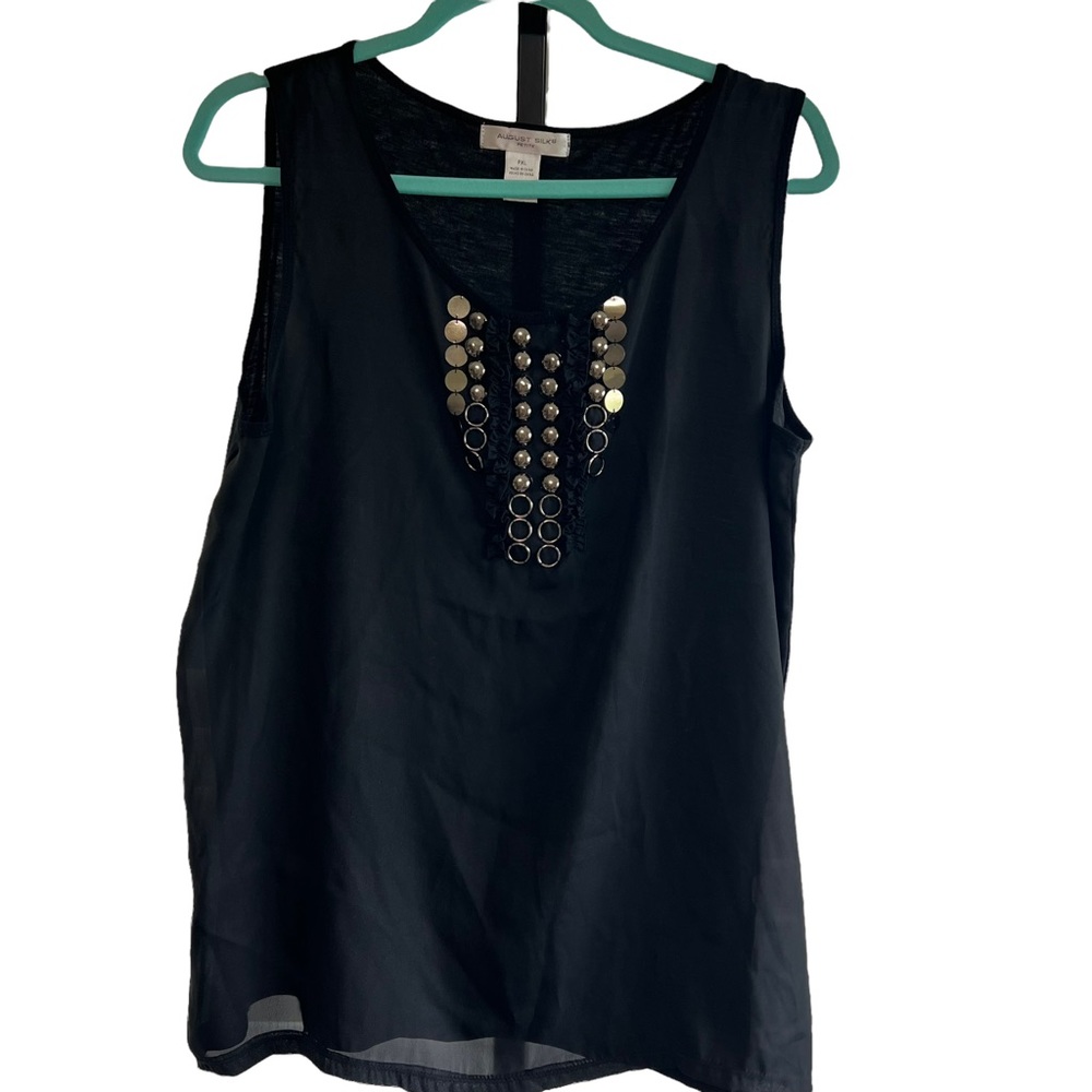 August Silk Petite XL Tank top Black Studded accent